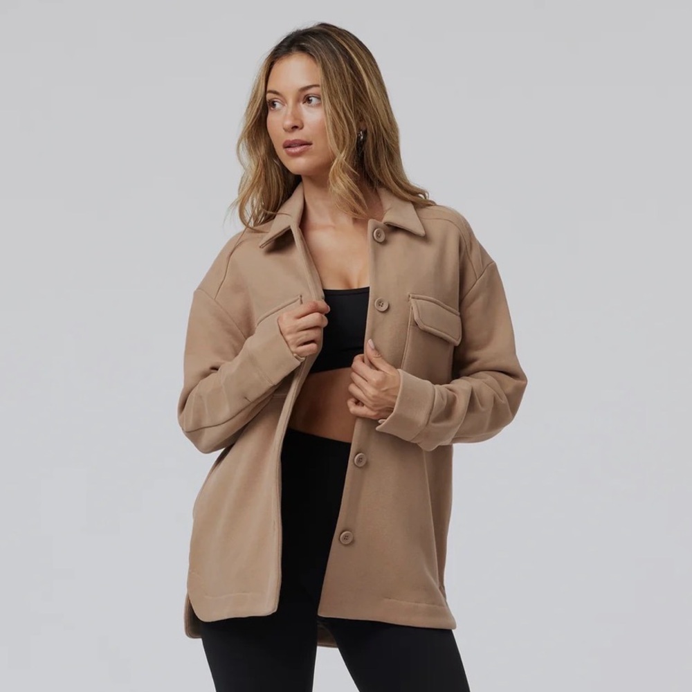 Vuori Restore Button Down Shirt Jacket Size Large Tan Light Brown